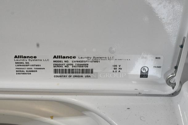 BRAND NEW SCRATCH AND DENT! Speed Queen Alliance LWN432SP115TW01 TV2000WN 3.22 cu. ft. 27" Top Load Commercial Washer - Free Use. 120 Volts, 1 Phase. - Image 5 of 5