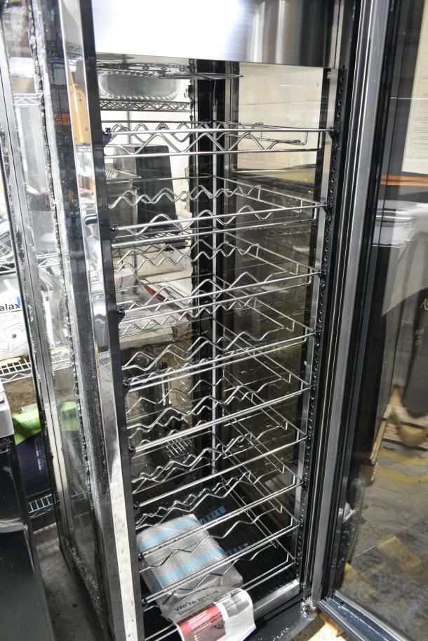 BRAND NEW SCRATCH AND DENT! AvaValley Metal Commercial Single Door Reach In Wine Chiller Merchandiser on Commercial Casters. See Pictures for Broken Glass. 115 Volts, 1 Phase. Tested and Working! - Image 4 of 9