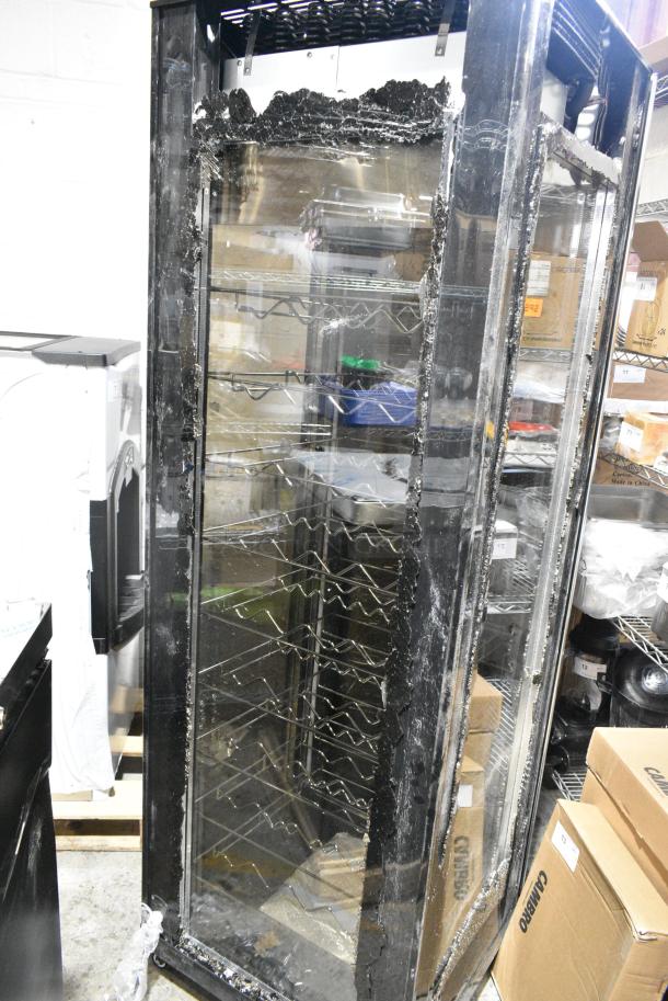 BRAND NEW SCRATCH AND DENT! AvaValley Metal Commercial Single Door Reach In Wine Chiller Merchandiser on Commercial Casters. See Pictures for Broken Glass. 115 Volts, 1 Phase. Tested and Working! - Image 6 of 9