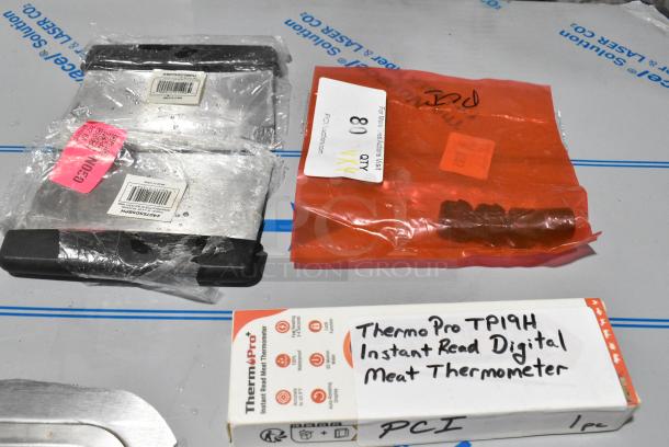 4 BRAND NEW SCRATCH AND DENT! Items Including 2 407SSDSBPH Choice 6" x 4 1/4" Stainless Steel Dough Cutter / Bench Scraper with Black Handle, ThermoPro TP19H Instant Read Digital Meat Thermometer. 4 Times Your Bid! - Image 2 of 7