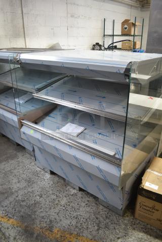 BRAND NEW SCRATCH AND DENT! 2016 BKI HSS4-2TSQ Stainless Steel Commercial Floor Style 2 Tier Warming Display Case Merchandiser. 230 Volts, 1 Phase.
