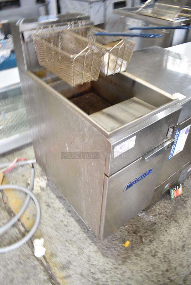 Imperial IFS-40-L Stainless Steel Commercial Floor Style Electric Powered Deep Fat Fryer w/ 2 Metal Fry Baskets. 208 Volts, 3 Phase. - Image 2 of 7