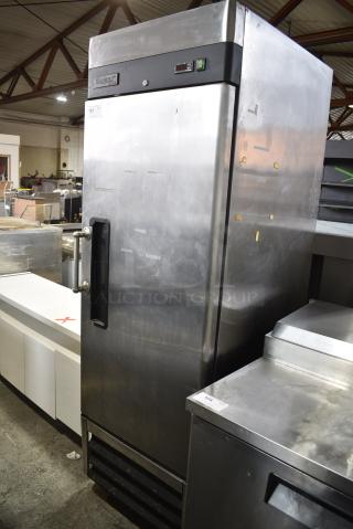 Centaur CSD-1DR-BAL Stainless Steel Commercial Single Door Reach In Cooler w/ Poly Coated Racks. 115 Volts, 1 Phase. Tested and Powers On But Does Not Get Cold