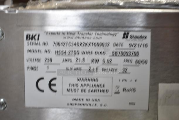 BRAND NEW SCRATCH AND DENT! 2016 BKI HSS4-2TSQ Stainless Steel Commercial Floor Style 2 Tier Warming Display Case Merchandiser. 230 Volts, 1 Phase. - Image 8 of 9
