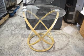 Glass Table on Gold Finish Frame.