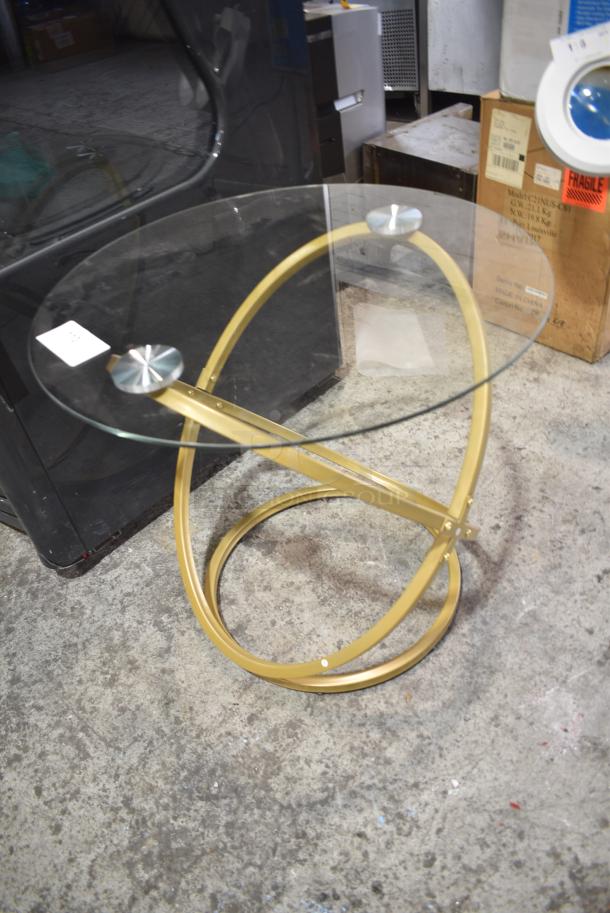 Glass Table on Gold Finish Frame. - Image 2 of 4