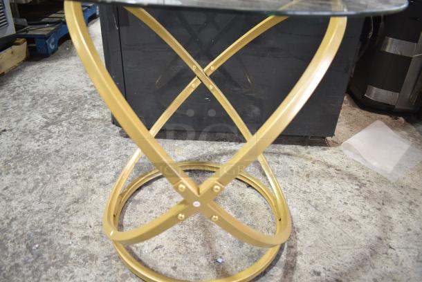Glass Table on Gold Finish Frame. - Image 3 of 4