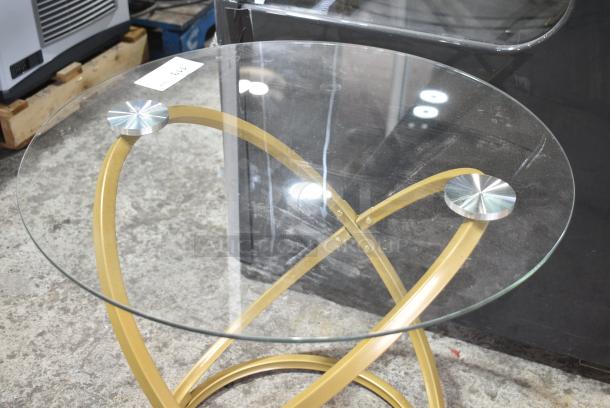 Glass Table on Gold Finish Frame. - Image 4 of 4