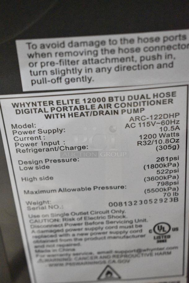 Whynter ARC-122DHP 12,000 BTU Digital Dual-House Portable Air Conditioner & Heater with Drain Pump. 115 Volts, 1 Phase. - Image 6 of 7