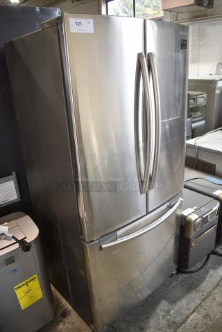 Samsung RF18HFENBSR Stainless Steel 17.5 cu. ft. Stainless Counter Depth French Door Refrigerator w/ Freezer Drawer. 115 Volts, 1 Phase. Tested and Working!