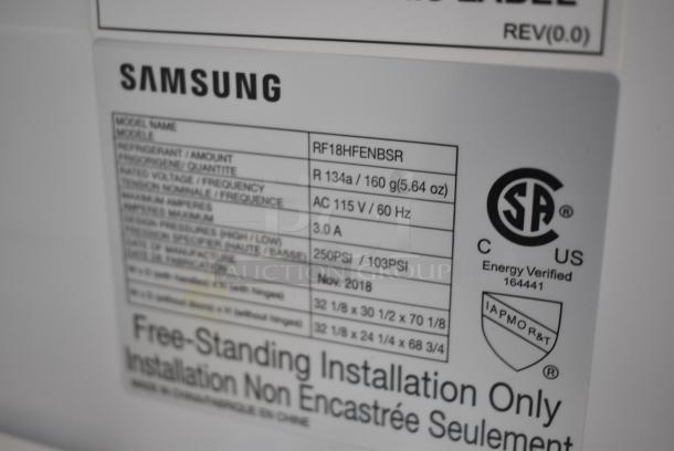 Samsung RF18HFENBSR Stainless Steel 17.5 cu. ft. Stainless Counter Depth French Door Refrigerator w/ Freezer Drawer. 115 Volts, 1 Phase. Tested and Working! - Image 9 of 10