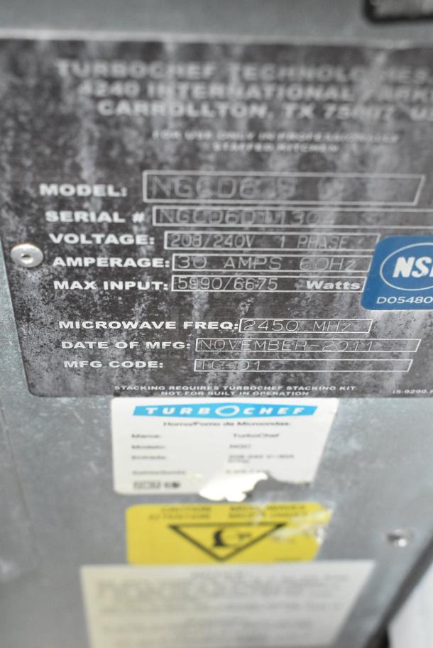 Turbochef NGCD6 Tornado Metal Commercial Countertop Electric Powered Rapid Cook Oven. 208/240 Volts, 1 Phase. - Image 6 of 7