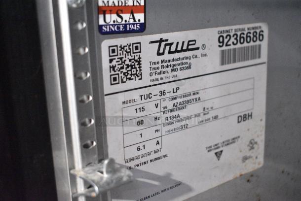 True TUC-36-LP Stainless Steel Commercial Undercounter 2 Door Cooler. 115 Volts, 1 Phase. Tested and Working! - Image 7 of 8