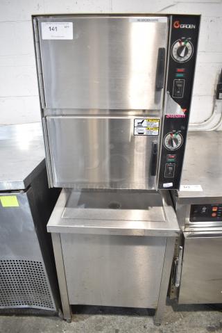 Groen HY-6E HyperSteam Stainless Steel Commercial Electric Powered 2 Deck Steam Cabinet. 480 Volts, 3 Phase.
