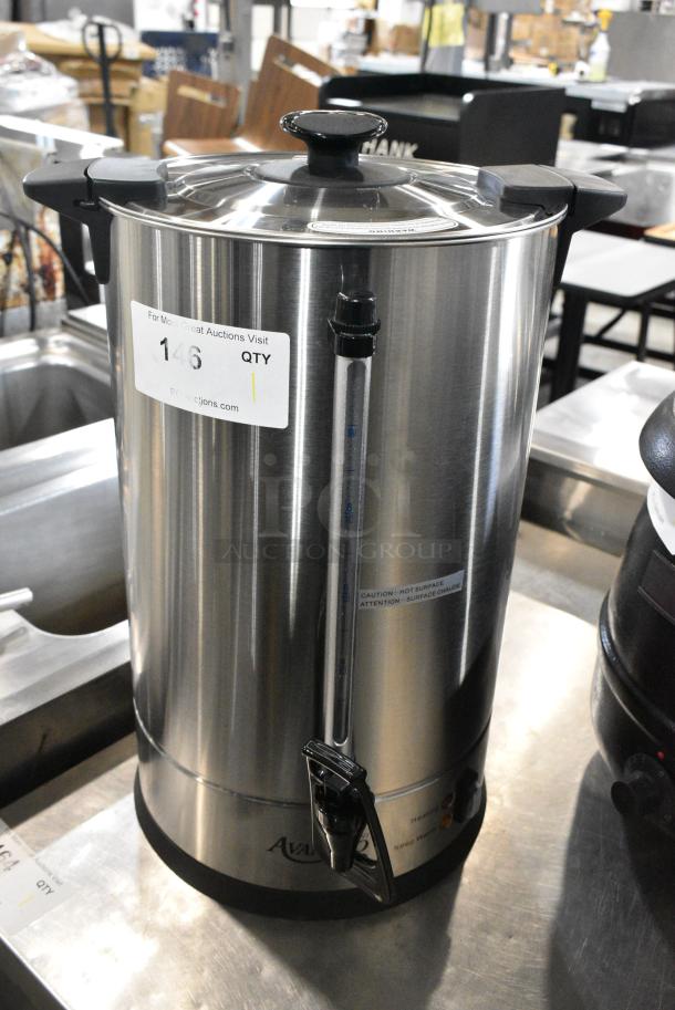 BRAND NEW SCRATCH AND DENT! Avantco 177CU100ETL 100 Cup (500 oz.) Double Wall Stainless Steel Coffee Urn / Coffee Percolator. 120 Volts, 1 Phase. - Image 1 of 9