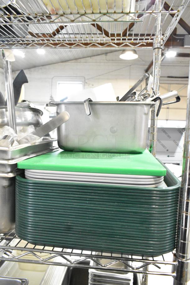 ALL ONE MONEY! Tier Lot of Stainless Steel Drop In Bins, Utensils and Food Trays. - Image 3 of 6