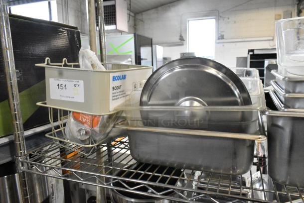 ALL ONE MONEY! Tier Lot of Stainless Steel Drop In Bins, Utensils and Food Trays. - Image 6 of 6