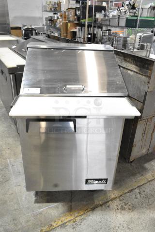 Migali C-SP27-12BT Stainless Steel Commercial Sandwich Salad Prep Table Bain Marie Mega Top on Commercial Casters. 115 Volts, 1 Phase. Tested and Powers On But Does Not Get Cold