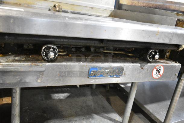 Imperial Stainless Steel Commercial Natural Gas Powered Flat Top Griddle w/ Metal Under Shelf. - Image 4 of 10
