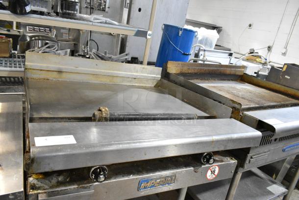 Imperial Stainless Steel Commercial Natural Gas Powered Flat Top Griddle w/ Metal Under Shelf. - Image 6 of 10