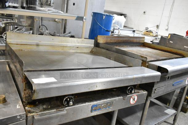 Imperial Stainless Steel Commercial Natural Gas Powered Flat Top Griddle w/ Metal Under Shelf. - Image 8 of 10