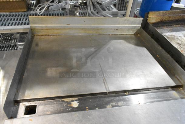 Imperial Stainless Steel Commercial Natural Gas Powered Flat Top Griddle w/ Metal Under Shelf. - Image 10 of 10