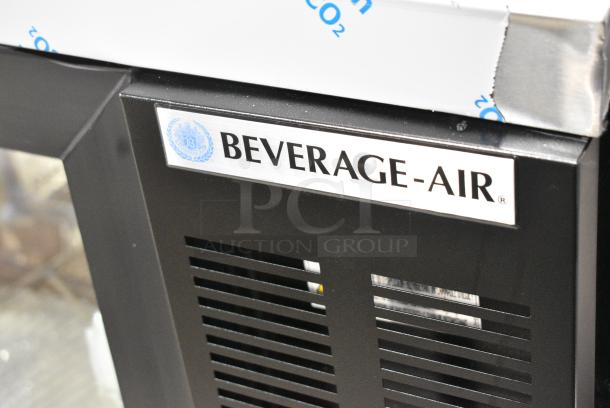 BRAND NEW SCRATCH AND DENT!  Beverage Air BB72HC-1-GS-PT-B-27 Metal Commercial 3 Door Undercounter Pass Through Cooler Merchandiser. See Pictures for Broken Glass. 115 Volts, 1 Phase. Tested and Working! - Image 3 of 9