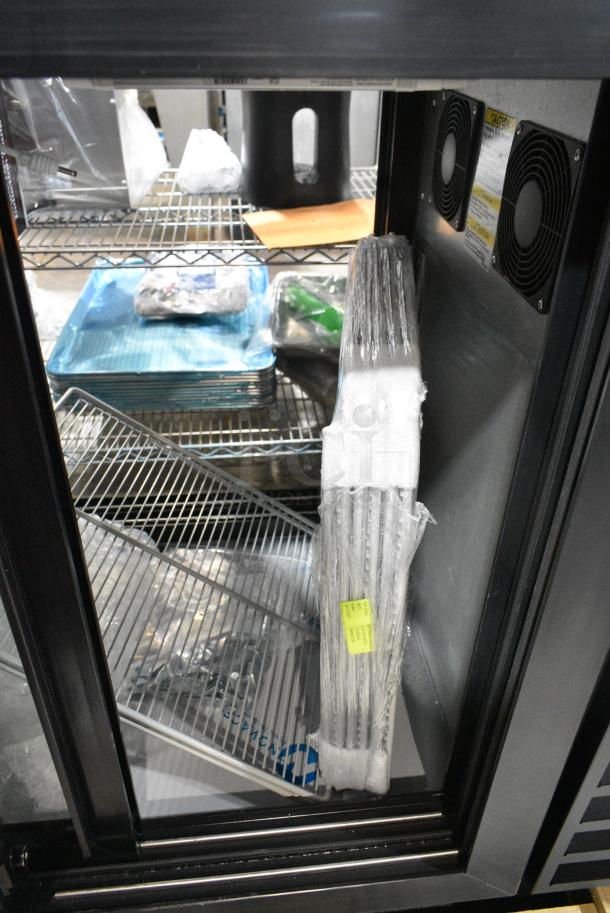 BRAND NEW SCRATCH AND DENT!  Beverage Air BB72HC-1-GS-PT-B-27 Metal Commercial 3 Door Undercounter Pass Through Cooler Merchandiser. See Pictures for Broken Glass. 115 Volts, 1 Phase. Tested and Working! - Image 7 of 9