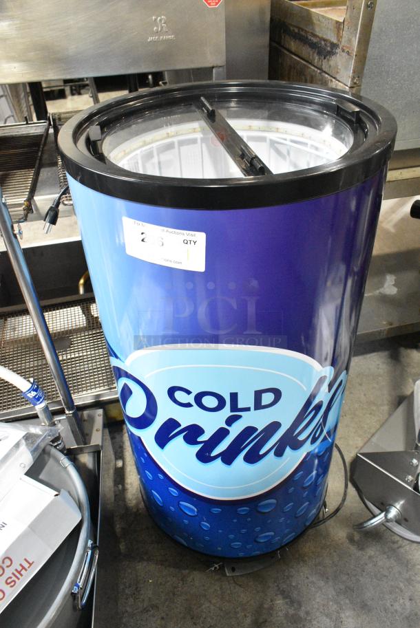 BRAND NEW SCRATCH AND DENT! Galaxy BMR2-CD Cold Drink Barrel Merchandiser Refrigerator - 2.25 cu. ft. 120 Volts, 1 Phase. Tested and Working! - Image 1 of 7