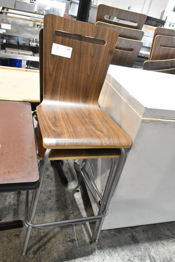 2 Wood Pattern Bar Height Chair. 2 Times Your Bid! - Image 1 of 3