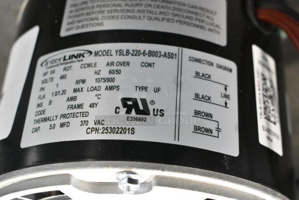 BRAND NEW SCRATCH AND DENT! Interlink YSLB-220-6-B003-AS0 Motor. 460 Volts, 1 Phase. - Image 5 of 6