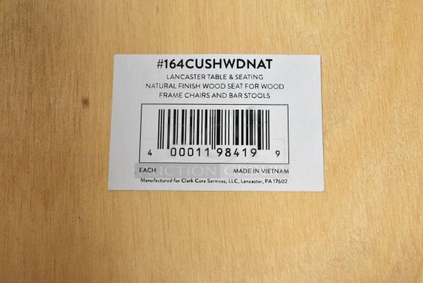 2 BRAND NEW SCRATCH AND DENT! 164CUSHWDNAT Lancaster Table & Seating Natural Finish Wood Seat for Wood Frame Chairs and Bar Stools. 2 Times Your Bid! - Image 4 of 4