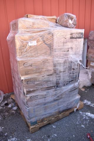 32 BRAND NEW! Boxes Including Choice Shallow Pie Containers, Boba Straws, Choice 12 oz Cups, Dart 14J16 14 oz. Flush Fill White Customizable Foam Cup - 1000/Case, 394365XL Noble Products Powder-Free Disposable Clear Vinyl Gloves for Foodservice - Extra Large - 1000/Case. 32 Times Your Bid!