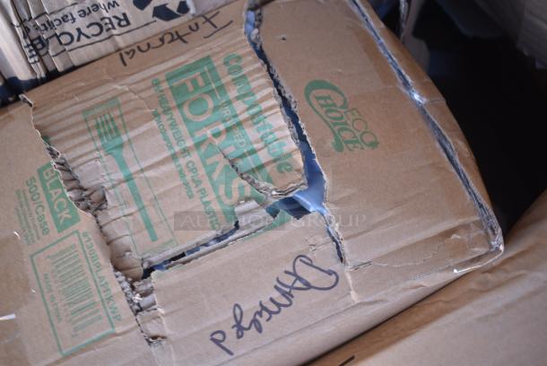 15 BRAND NEW! Boxes Including 475DWR12SS Lancaster Table & Seating 13 Gallon Stainless Steel Rectangular Step-On Trash Can with Soft Close Lid, 795PTOKFT1 Choice Kraft Microwavable Folded Paper #1 Take-Out Container 4 3/8" x 3 1/2" x 2 1/2" - 450/Case, 130BPLAPRKWP Choice Forks, Napkins, 5005DNAPFLTE Choice 14" x 14" White Linen-Feel Flat-Packed Dinner Napkin - 1000/Case, 433W1670SACK Choice 1/6 70 lb. White Extra Heavy-Duty Paper Barrel Sack - 400/Case. 15 Times Your Bid! - Image 6 of 12