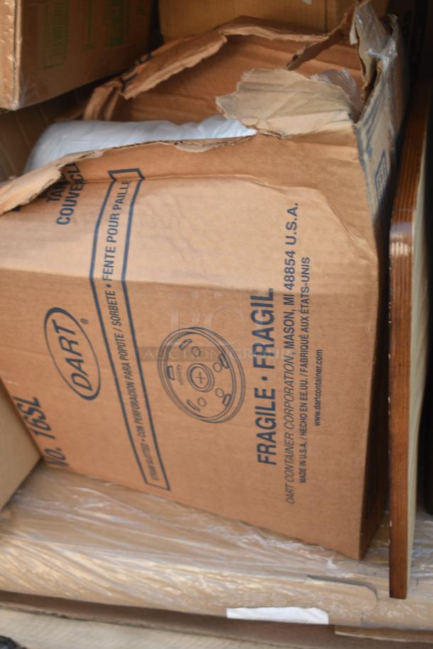 15 BRAND NEW! Boxes Including 475DWR12SS Lancaster Table & Seating 13 Gallon Stainless Steel Rectangular Step-On Trash Can with Soft Close Lid, 795PTOKFT1 Choice Kraft Microwavable Folded Paper #1 Take-Out Container 4 3/8" x 3 1/2" x 2 1/2" - 450/Case, 130BPLAPRKWP Choice Forks, Napkins, 5005DNAPFLTE Choice 14" x 14" White Linen-Feel Flat-Packed Dinner Napkin - 1000/Case, 433W1670SACK Choice 1/6 70 lb. White Extra Heavy-Duty Paper Barrel Sack - 400/Case. 15 Times Your Bid! - Image 7 of 12