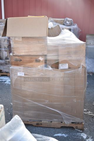 15 BRAND NEW! Boxes Including Choice Plastic Cups and Lids, 433TRAY300 EcoChoice 9" x 7" Molded Fiber / Pulp Rectangular Tray - 250/Case, 130WPLAKFNWP Ec Choice Cutlery. 15 Times Your Bid!