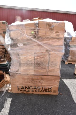 10 BRAND NEW! Boxes of 4 Lancaster Table & Seating 384YCD50WH White Contoured Injection Molded Folding Chair with Gray Frame. 10 Times Your Bid!