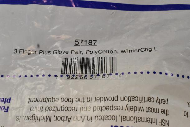 BRAND NEW! Tucker 57187 BurnGuard 18" Red Poly-Cotton / Yellow Kevlar® Three-Finger Oven Gloves with Removable Liner - Image 4 of 4