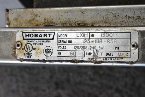 Hobart LXIH Stainless Steel Commercial Undercounter Dishwasher. 125/208-240 Volts, 1 Phase. - Image 9 of 9