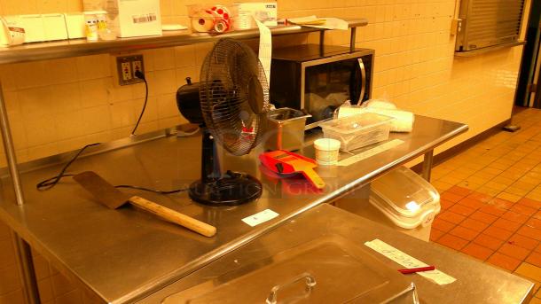STAINLESS STEEL DESK WITH DRAWERS! WITH MAGIC CHEF MICROWAVE, & SMALL STAINLESS DESK! - Image 3 of 6