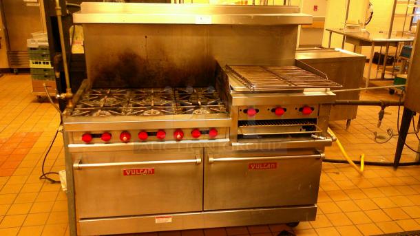 VULCAN 6- BURNER RESTAURANT RANGE! WITH 24" RAISED GRIDDLE/BROILER!
BUYER MUST REMOVE - Image 2 of 4