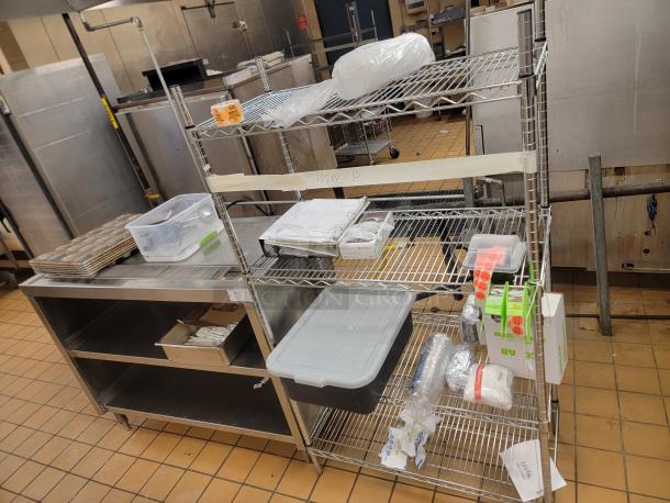 STAINLESS STEEL WORKSTATION, 4 TIER SHELF W ACCESSORIES! - Image 1 of 4