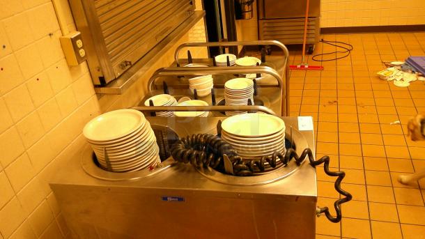 (1) STAINLESS HEATED MOBILE PLATE DISPENSER (2) MOBILE DISH DISPENSERS  
(1) LOCKING ROLL UP SHUTTER WINDOW 54"x 3 ' - Image 4 of 6
