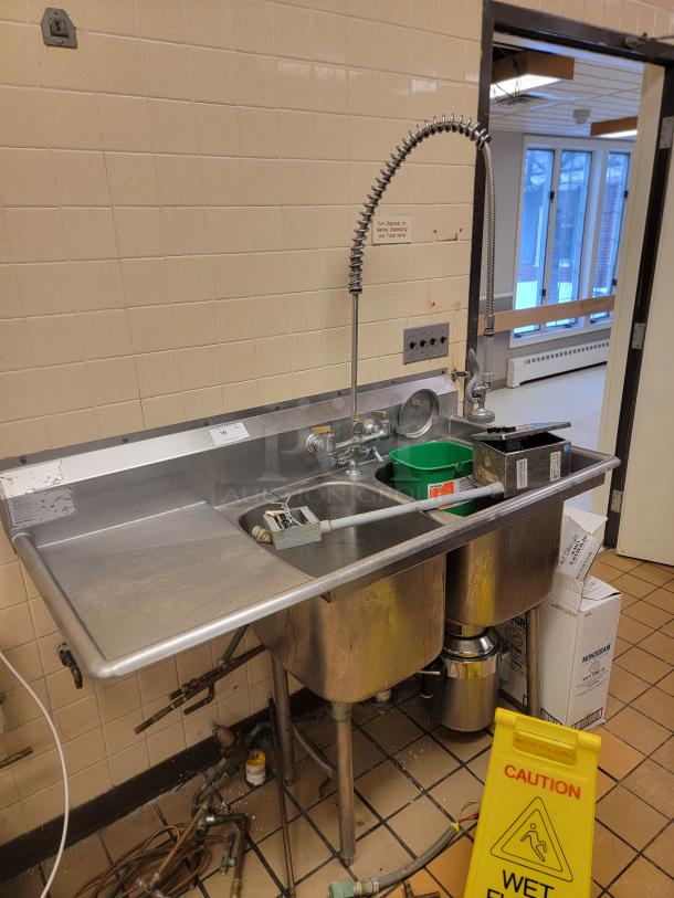 STAINLESS DOUBLE BASIN UTILITY SINK!
BUYER MUST REMOVE - Image 1 of 6