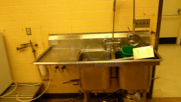 STAINLESS DOUBLE BASIN UTILITY SINK!
BUYER MUST REMOVE - Image 2 of 6