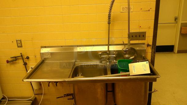 STAINLESS DOUBLE BASIN UTILITY SINK!
BUYER MUST REMOVE - Image 3 of 6