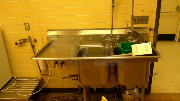 STAINLESS DOUBLE BASIN UTILITY SINK!
BUYER MUST REMOVE - Image 6 of 6