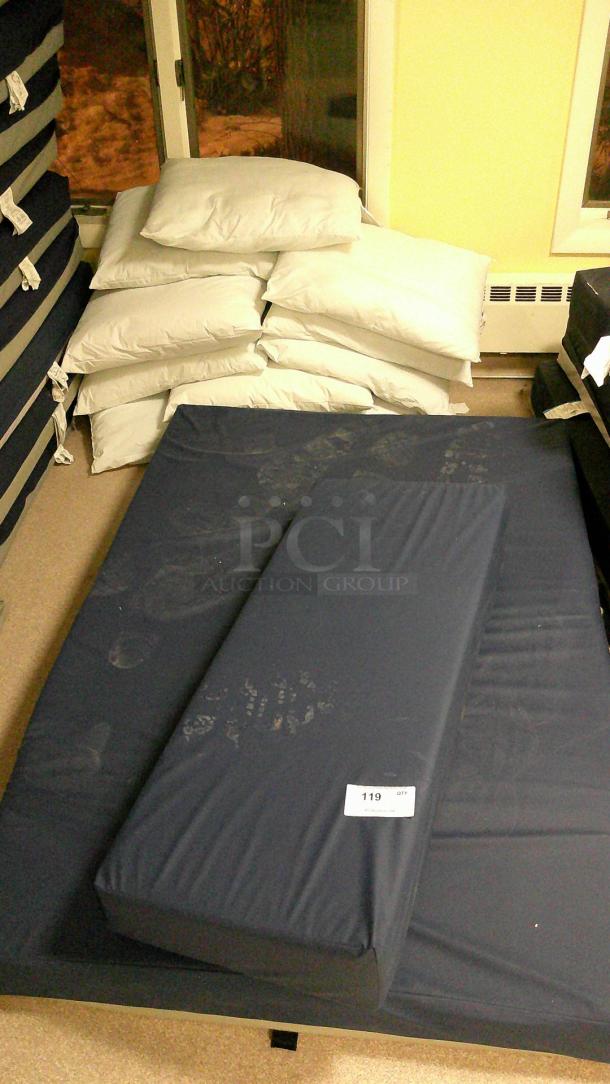 (1) BED MATRESSES, (10) WIPEABLE PILLOWS - Image 1 of 2