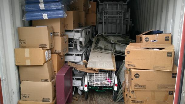 CONEX BOX #1 (NOT INCLUDED) FULL OF ASSORTED MYSTERY ITEMS
*****BUYER MUST TAKE ALL ITEMS******. 

UNKNOWN CONTENTS IN CONEX. BUYER MUST REMOVE ALL ITEMS ON PICKUP DAY OR PAY $500 DISPOSAL FEE. **CONEX BOX ITSELF  IS NOT INCLUDED **
CASH DISCOUNT NOT INCLUDED ON THIS ITEM - Image 1 of 3