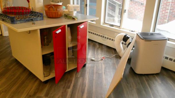 WHOLE MEETING ROOM W/ RETRACTABLE PROJECTOR SCREEN! ROLLING TABLES WITH CABINETS, 4 WALL MOUNTED CABINETS, 3 FOLDING TABLES, 2 STANDING AC's, 1 ONKYO STEREO, 1 CHAULKBOARD............
https://youtube.com/shorts/tpJsxyYJvck - Image 2 of 12